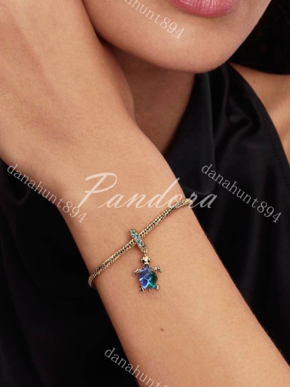 Pandora Sea Turtle Murano Glass Dangle Charm - Picture 3 of 5